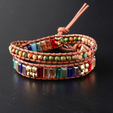 7 Chakra Crystal Leather Wrap Bracelet-Your Soul Place